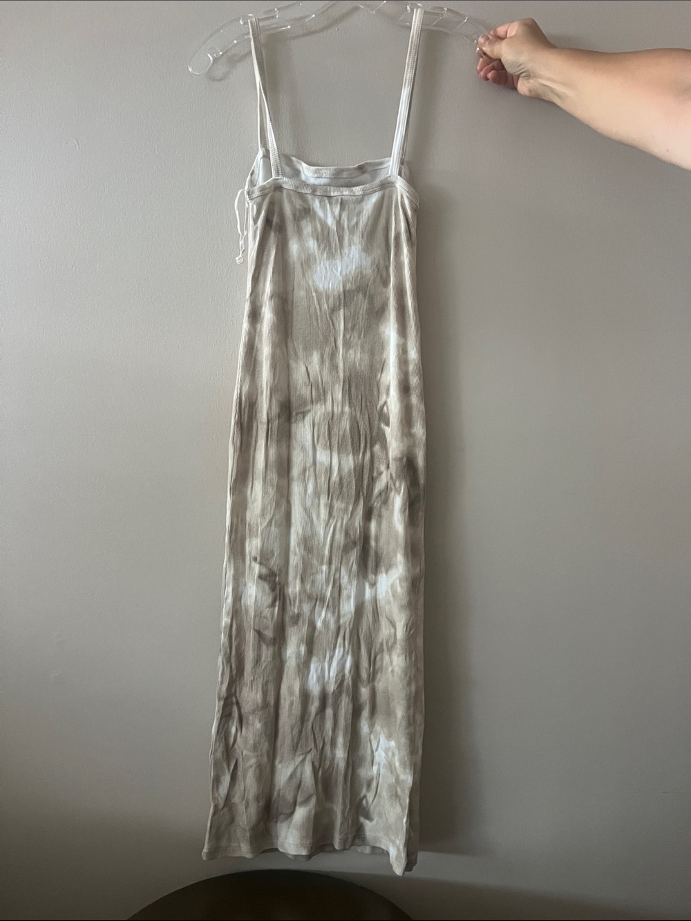 Zara Beige and White Tie-Dye Slip Maxi Dress - Picture 2 of 3